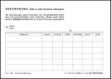 Medikamentenverordnung F160