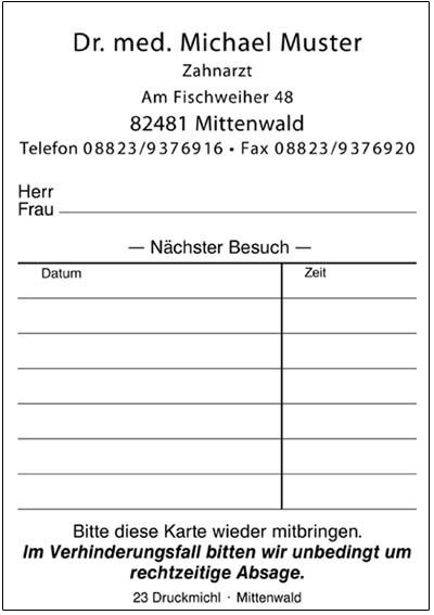 Terminkarte D232 Vorderseite
