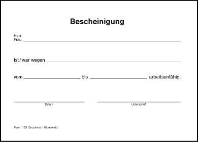 Bescheinigung F133