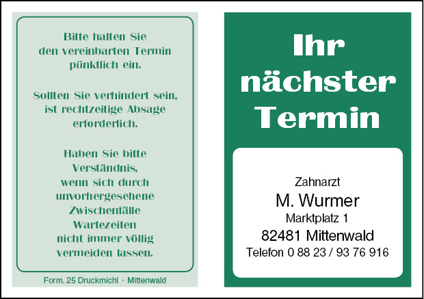Terminzettel D25